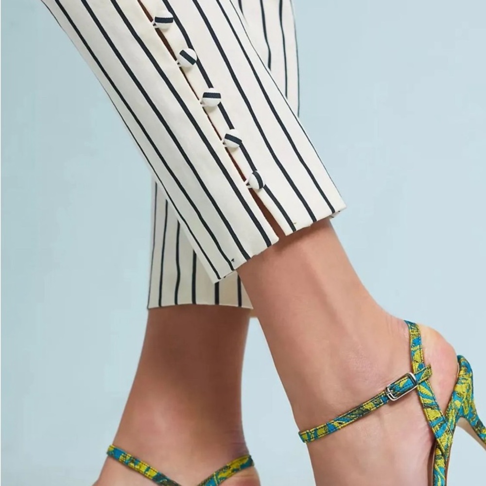 NWOT Anthropologie The Essential Slim Women's Striped Trouser Pants-